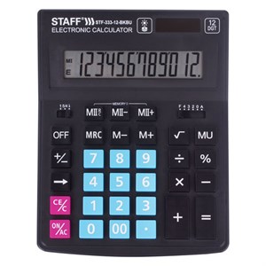 Калькулятор настольный STAFF PLUS STF-333-BKBU ( 200x154 мм) 12 разрядов, ЧЕРНО-СИНИЙ, 250461 - фото 2638923