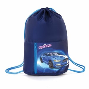 Мешок для обуви ЮНЛАНДИЯ, карман на молнии, 33х42 см, "Blue Car", 270407 - фото 2641025