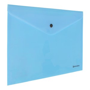 Папка-конверт с кнопкой BRAUBERG "Pastel", А4, до 100 листов, непрозрачная, аквамарин, 0,18 мм, 270474 - фото 2641377