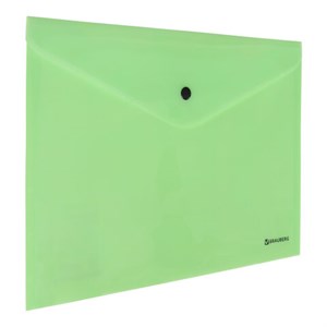 Папка-конверт с кнопкой BRAUBERG "Pastel", А4, до 100 листов, непрозрачная, мятная, 0,18 мм, 270477 - фото 2641404