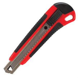 Нож канцелярский 18 мм BRAUBERG "Universal", 3 лезвия в комплекте, автофиксатор, черно-красный, 271351 - фото 2645453