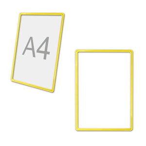 Рамка POS для ценников, рекламы и объявлений А4, желтая, без защитного экрана, 290251 - фото 2648203