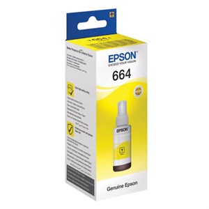 Чернила EPSON 664 (T6644) для СНПЧ Epson L100/L110/L200/L210/L300/L456/L550, желтые, ОРИГИНАЛЬНЫЕ, C13T66444A/498 - фото 2655772