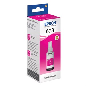 Чернила EPSON 673 (T6733) для СНПЧ Epson L800/L805/L810/L850/L1800, пурпурные, ОРИГИНАЛЬНЫЕ, C13T67334A/398 - фото 2655848