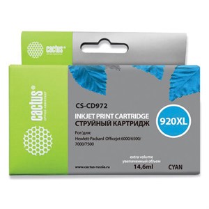 Картридж струйный CACTUS (CS-CD972) для HP Officejet 6000/6500/7000, голубой - фото 2656464