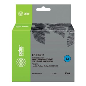 Картридж струйный CACTUS (CS-C4911) для плоттеров HP DesignJet 500/510/800, голубой - фото 2656496