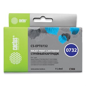 Картридж струйный CACTUS (CS-EPT0732) для EPSON Stylus С79/СХ3900/4900/5900/7300, голубой - фото 2656542