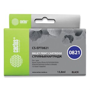 Картридж струйный CACTUS (CS-EPT0821) для EPSON Stylus R270/R390/ RX590, черный - фото 2656543