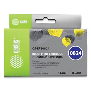 Картридж струйный CACTUS (CS-EPT0824) для EPSON Stylus R270/R390/ RX590, желтый - фото 2656544