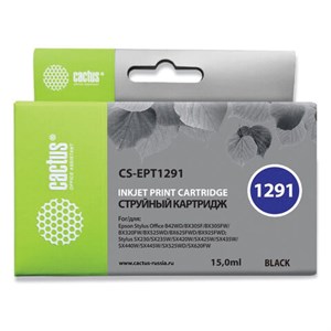 Картридж струйный CACTUS (CS-EPT1291) для EPSON Stylus B42WD/BX305W/BX625WD, черный - фото 2656546