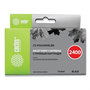 Картридж струйный CACTUS (CS-PGI2400XLВК) для CANON iB4040/MB5040/MB5340, черный, CS-PGI2400XLBK - фото 2657544