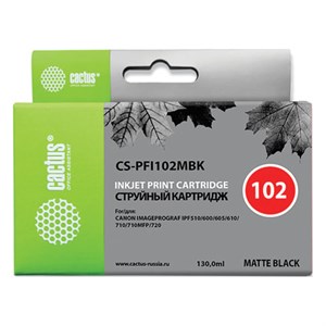 Картридж струйный CACTUS (CS-PFI102MBK) для CANON iPF500/510/F600/605/650/700, матовый черный - фото 2657583