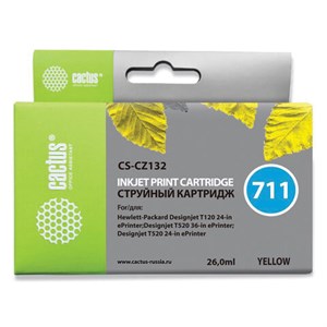 Картридж струйный CACTUS (CS-CZ132) для плоттеров HP DesignJet T120/T520, желтый - фото 2657630
