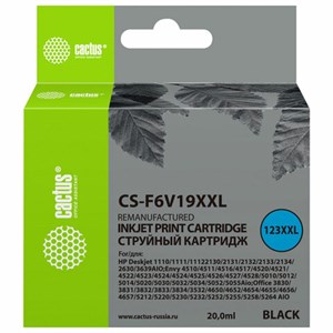 Картридж струйный CACTUS (CS-F6V19XXL) для HP DeskJet 1110/1112/2130, черный, ресурс 1000 стр., 20 мл - фото 2659002