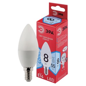 Лампа светодиодная ЭРА, 8(55)Вт, цоколь Е14, свеча, нейтральный белый, 25000 ч, LED B35-8W-4000-E14, Б0050200 - фото 2671107