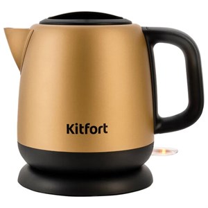 Чайник KITFORT КТ-6111, 1 л, 1630 Вт, закрытый нагревательный элемент, сталь, золотистый/черный - фото 2671865