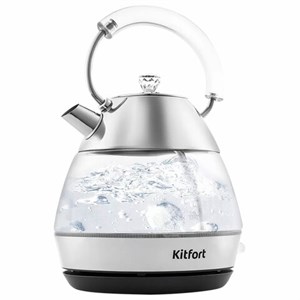 Чайник KITFORT КТ-678, 1,7 л, 2200 Вт, закрытый нагревательный элемент, стекло, серебристый - фото 2671979