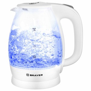 Чайник BRAYER BR1013WH, 1,8 л, 2200 Вт, закрытый нагревательный элемент, стекло, белый - фото 2672178