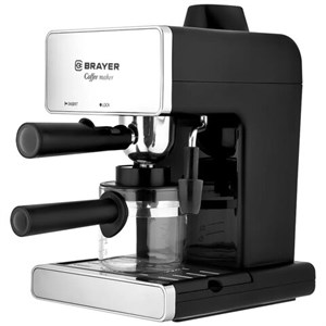 Кофеварка рожковая BRAYER BR1103, 950 Вт, объем 1,2 л, 4 бар, ручной капучинатор, серебро - фото 2672342