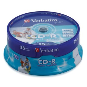 Диски CD-R VERBATIM 700 Mb 52x Cake Box (упаковка на шпиле), КОМПЛЕКТ 25 шт. - фото 2673707
