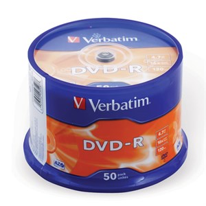 Диски DVD-R VERBATIM 4,7 Gb 16x Cake Box (упаковка на шпиле), КОМПЛЕКТ 50 шт., 43548 - фото 2673823