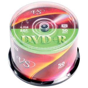Диски DVD+R (плюс) VS 4,7 Gb 16x Cake Box (упаковка на шпиле), КОМПЛЕКТ 50 шт., VSDVDPRCB5001 - фото 2674212