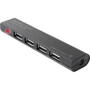 Хаб DEFENDER Quadro Promt, USB 2.0, 4 порта, порт для питания, черный, 83200 - фото 2674515