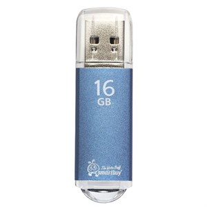 Флеш-диск 16 GB, SMARTBUY V-Cut, USB 2.0, металлический корпус, синий, SB16GBVC-B - фото 2674794