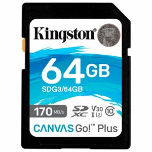 Карта памяти SDXC 64GB KINGSTON Canvas Go Plus, UHS-I U3, 170 Мб/с (class 10), SDG3/64GB - фото 2676411