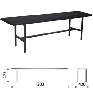 Банкетка без спинки "Берта", 1500х430х475 мм, усиленная, черный каркас, кожзам черный, разборная - фото 2678404