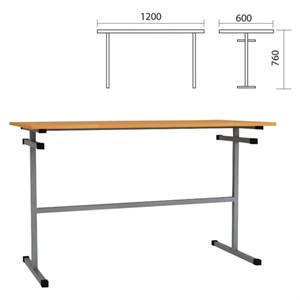 Стол для столовых 1200х600х760 мм, рост 6, серый каркас, ДСП/пластик, цвет бук - фото 2678526
