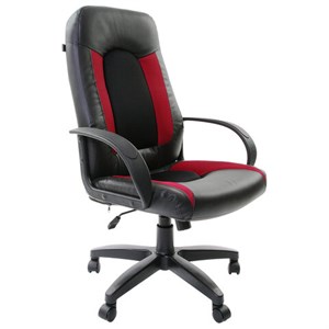 Кресло офисное BRABIX "Strike EX-525", экокожа черная, ткань черная/бордовая, TW, 531379 - фото 2678564