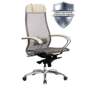 Кресло офисное МЕТТА "SAMURAI" S-1.04, сверхпрочная ткань-сетка, бежевое - фото 2678847