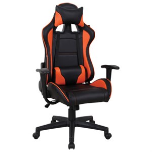Кресло компьютерное BRABIX "GT Racer GM-100", две подушки, экокожа, черное/оранжевое, 531925 - фото 2679725
