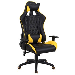 Кресло компьютерное BRABIX "GT Master GM-110", две подушки, экокожа, черное/желтое, 531927 - фото 2679736