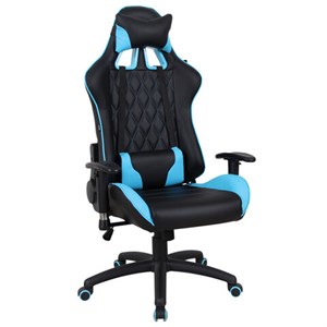 Кресло компьютерное BRABIX "GT Master GM-110", две подушки, экокожа, черное/голубое, 531928 - фото 2679745