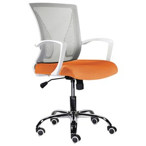 Кресло BRABIX "Wings MG-306", пластик белый, хром, сетка, серое/оранжевое, 532011 - фото 2683028