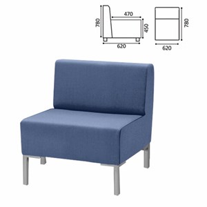 Кресло мягкое "Хост" М-43, 620х620х780 мм, без подлокотников, экокожа, голубое - фото 2683064