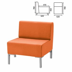 Кресло мягкое "Хост" М-43, 620х620х780 мм, без подлокотников, экокожа, оранжевое - фото 2683065