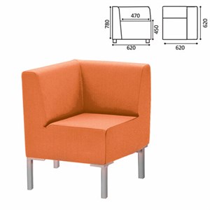Кресло мягкое угловое "Хост" М-43, 620х620х780 мм, без подлокотников, экокожа, оранжевое - фото 2683069