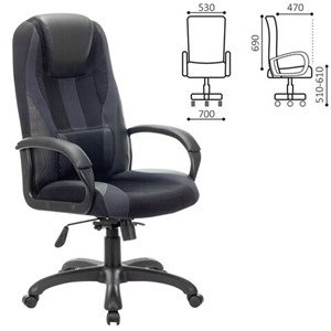 Кресло компьютерное BRABIX PREMIUM "Rapid GM-102", экокожа/ткань, черное/серое, 532105 - фото 2683121