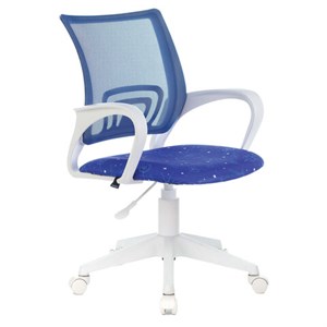 Кресло BRABIX "Fly MG-396W", с подлокотниками, пластик белый, сетка, темно-синее с рисунком "Space", 532405, MG-396W_532405 - фото 2683184