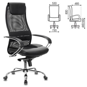 Кресло офисное BRABIX PREMIUM "Stalker EX-609 PRO", хром, мультиблок, ткань-сетка/экокожа, черное, 532416, EX609PRO_532416 - фото 2683199