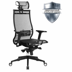 Кресло офисное МЕТТА "SAMURAI" Black Edition, сверхпрочная сетка, регулируемое, черное - фото 2683428