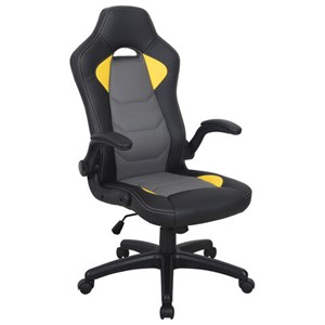 Кресло компьютерное BRABIX "Skill GM-005", откидные подлокотники, экокожа, черное/желтое, 532494 - фото 2683586