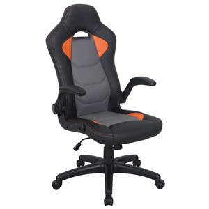 Кресло компьютерное BRABIX "Skill GM-005", откидные подлокотники, экокожа, черное/оранжевое, 532495 - фото 2683597