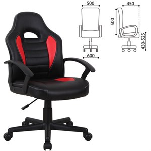 Кресло компьютерное BRABIX "Spark GM-201", экокожа, черное/красное, 532503 - фото 2683690
