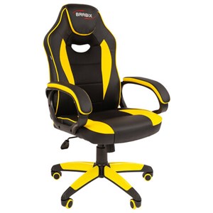 Кресло компьютерное BRABIX "Blaze GM-162", TW/экокожа, черное/желтое, 532579, 7083507 - фото 2684333