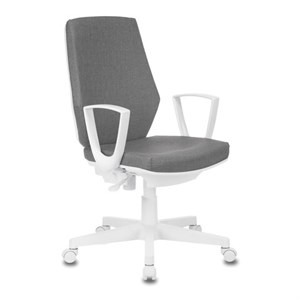 Кресло CH-W545, с подлокотниками, пластик белый, ткань, серое, 1409522 - фото 2684861