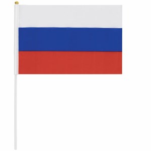 Флаг России ручной 30х45 см, без герба, с флагштоком, BRAUBERG/STAFF, 550182, RU14 - фото 2685827